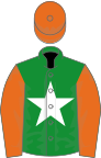 Green, white star, orange sleeves and cap