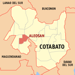 Map of Cotabato with Aleosan highlighted