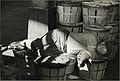 Man sleeping in a fish market, Baltimore, 1938