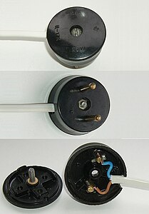 Soviet round plug, 6 A 250 V AC, thermoset plastic, half height