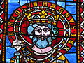 Charlemagne on one of the Kaiserfenster in Strasbourg Cathedral, late 12th century