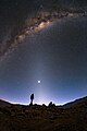 Image 12Zodiacal light caused by cosmic dust. (from Cosmic dust)