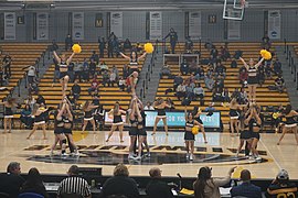 Milwaukee cheerleaders performing at a women's basketball game, 2022