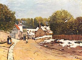 First snow in Louveciennes by Alfred Sisley, 1870