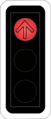 7.10 Red light with direction indication, here: straight ahead (black outline figure of arrow(s)) Valid only for the (lane with) corresponding direction(s); indicated direction(s) are mandatory (corresponds with direction indication signs 2.32–2.41 and pre-selecting arrows 6.06 on road surface, if present)