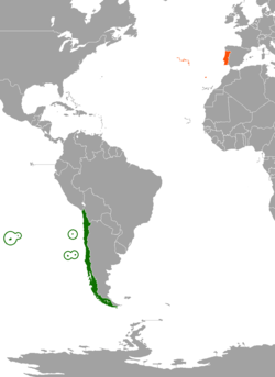 Lage von Chile und Portugal