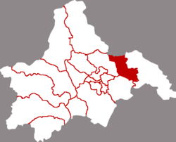 Location of the county in Chengdu