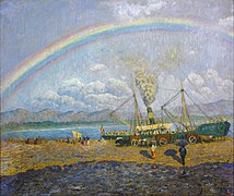 Rainbow over the harbor (1900), by Darío de Regoyos, Museo Nacional de Arte de Cataluña, Barcelona