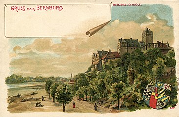 GRUSS aus BERNBURG, HERZOGL. SCHLOSS, Postkarte um 1900 von Erwin Spindler