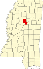 Map of Mississippi highlighting Montgomery County