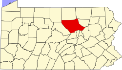 Location of Lycoming County within Pennsylvania