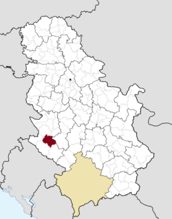 Location of the municipality of Nova Varoš within Serbia