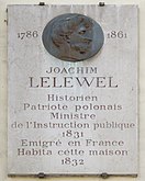 Am Haus Nr. 153 für den polnischen Freiheitskämpfer und Historiker Joachim Lelewel