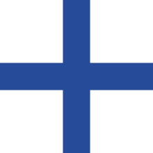 A white 1x1 flag with blue cross stretching across the entire flag