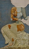 Largely reconstructed relief fresco of a (?) goddess from Psira; one of the few figures with comparable bodices