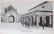 Guard mounting by the Royal Garrison Artillery (RGA), Royal Citadel, c.1905