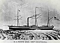 Image 55SS California (1848), the first paddle steamer to steam between Panama City and San Francisco, as part of the Pacific Mail Steamship Company. (from History of California)