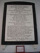Picture of the memorial to Cooke in St Andrew's Church, Donhead St Andrew, in Wiltshire
