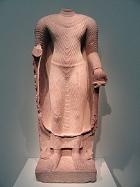Standing Buddha. Red sikri sandstone. Mathura, Gupta period, 320-485