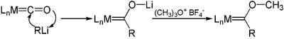 Beispiel der Anwendung von Trimethyloxoniumtetrafluoroborat bei der Synthese eines Fischer-Carbenes