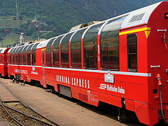 Bernina Express panorama cars in Tirano.