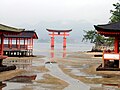 The torii at low tide, from the inside of the shrine