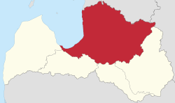 Location of Vidzeme in Latvia
