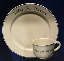 "Votes for Women" cup and plate.