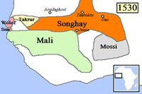 The Mali Empire, the Songhai Empire and surrounding states, c. 1530