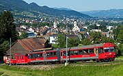 BDeh 4/4 of AB operating as S24 service between Altstätten Stadt and Gais (with additional open window coaches during good weather conditions)