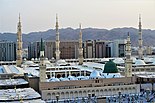 The Green Dome, mausoleum of Muhammad, Abu Bakr, and Omar I, located in the Prophet's Mosque in Medina, Saudi Arabia
