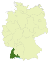 Map of Germany: Position of South Baden highlighted