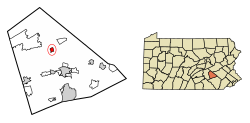 Location of Jonestown in Lebanon County, Pennsylvania
