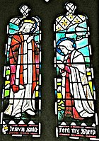 Lowndes's first stained glass window, Hinton St Mary, Dorset (1893)