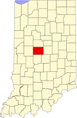 Map of Indiana highlighting Boone County