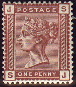 Note the corner letters (JS), which identify the stamp's position on the printing plate