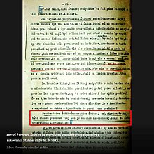 Protokoll mit Žarnovs Äußerung zu Judendeportationen