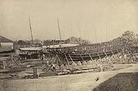 Filipino boat-builders in a Cavite shipyard (1899)