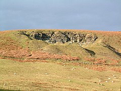 Old quarry at Mynydd (mountain) Henllys which overlooks Henllys