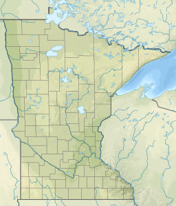 Location of Lake Ore-be-gone in Minnesota, USA.