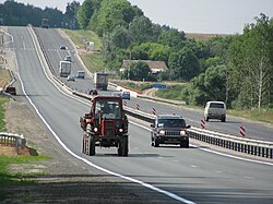 The M5 (Ural) Highway and the bridge over the Istya River in the village of Kamenka, Spassky District