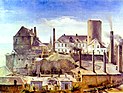 Die Harkortsche Fabrik auf Burg Wetter um 1834, auf einem Gemälde von Alfred Rethel