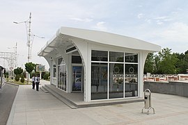 Bus stop in Ashgabat, Turkmenistan with TV and air condition system
