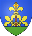 Arms of Camps-la-Source, Provence, featuring the Cross orange on the lilies of France.
