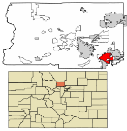 Location of the City of Louisville in Boulder County, Colorado.