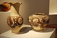 Contemporary pottery by Nicolas Vita Hernandez of Chililco, Huejutla at a temporary exhibit of Hidalgo crafts.