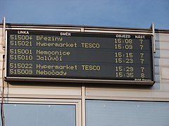Departure boards at public transport stations and terminals (bus station in Děčín, Czech Republic)