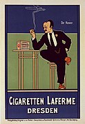 This is a German poster by Fritz Rehm for Laferme Cigarettes (published 1896–1900)
