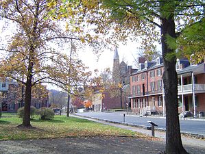 Shenandoah Street and Lower Town, looking south (uphill) towards West Virginia