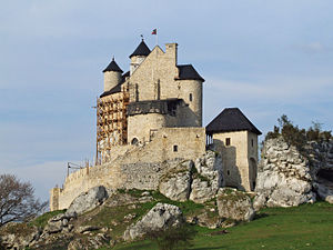 Castle Bobolice during reconstruction in April 2011